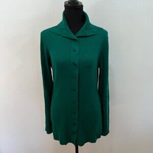 Thakoon Button Up Turtleneck Sweater, Green, Large, NWT
